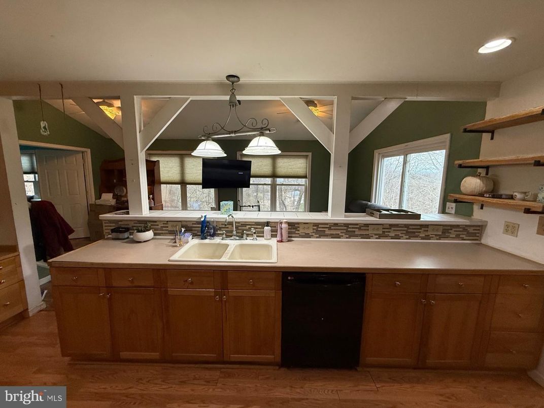 Chandelier, Interior, Kitchen, Recessed Lighting, Wood Texture Flooring