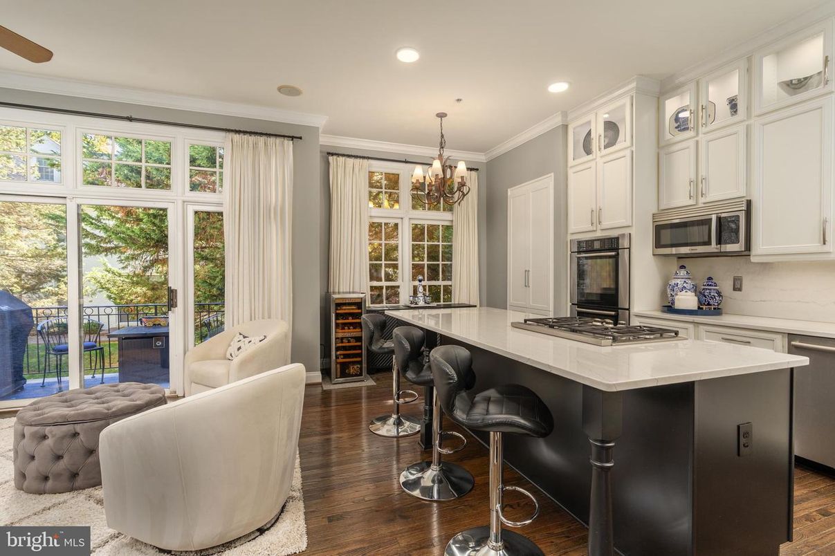 Chandelier, Interior, Kitchen, Recessed Lighting, Wood Texture Flooring