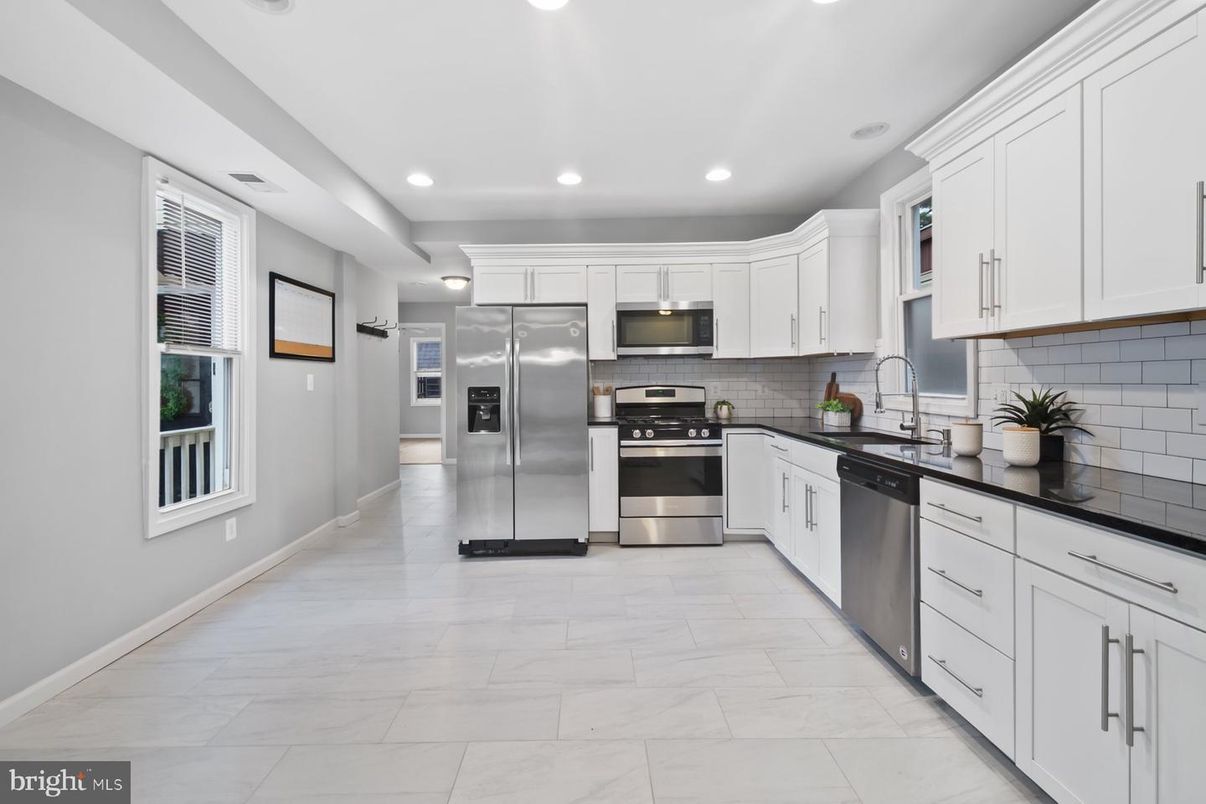 Interior, Kitchen, Marble, Recessed Lighting, Stainless Steel Appliances