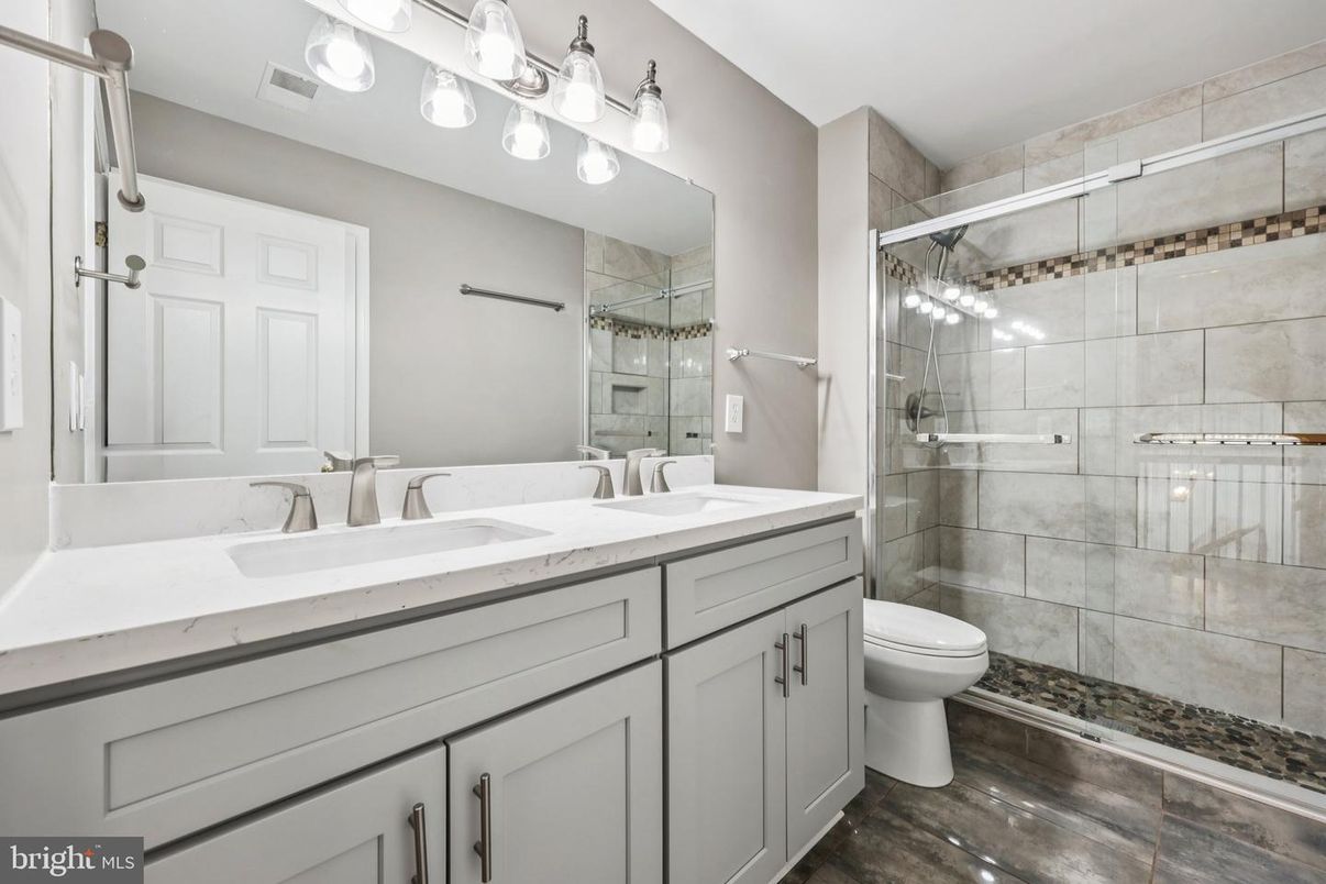 Bathroom, Dual Sink Vanities, Glass Shower, Interior