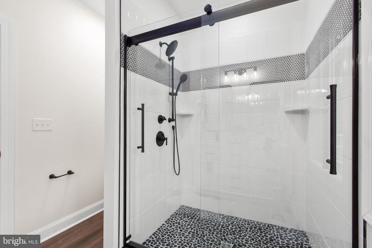 Bathroom, Glass Shower, Interior, Wood Texture Flooring