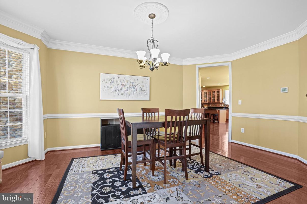 Chandelier, Dining room, Interior, Wood Texture Flooring