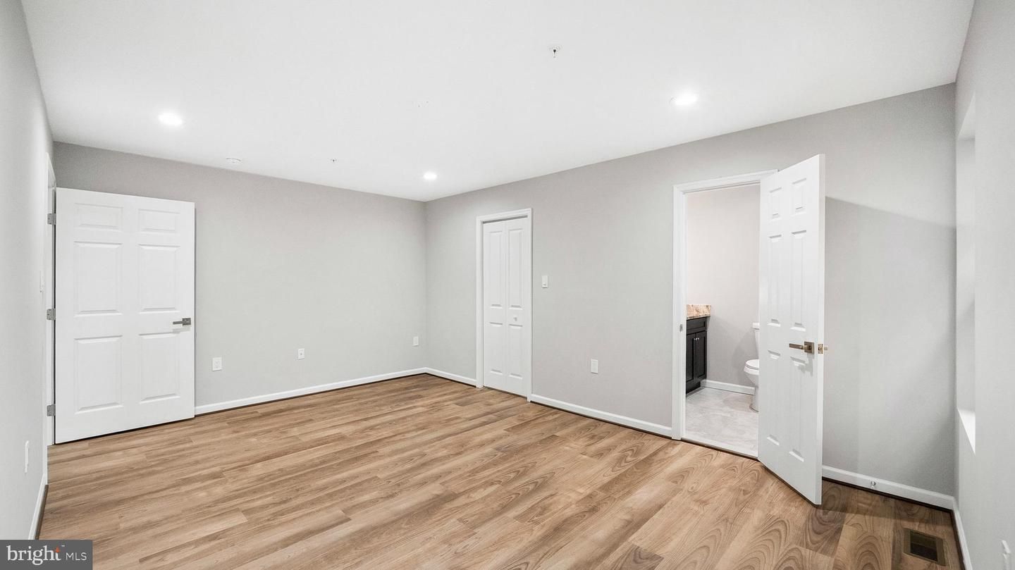 Bathroom, Empty room, Interior, Recessed Lighting, Wood Texture Flooring