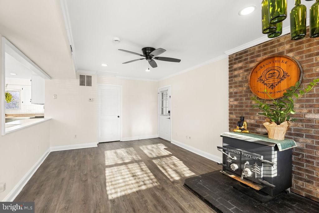 Interior, Recessed Lighting, Stone Walls, Wood Texture Flooring