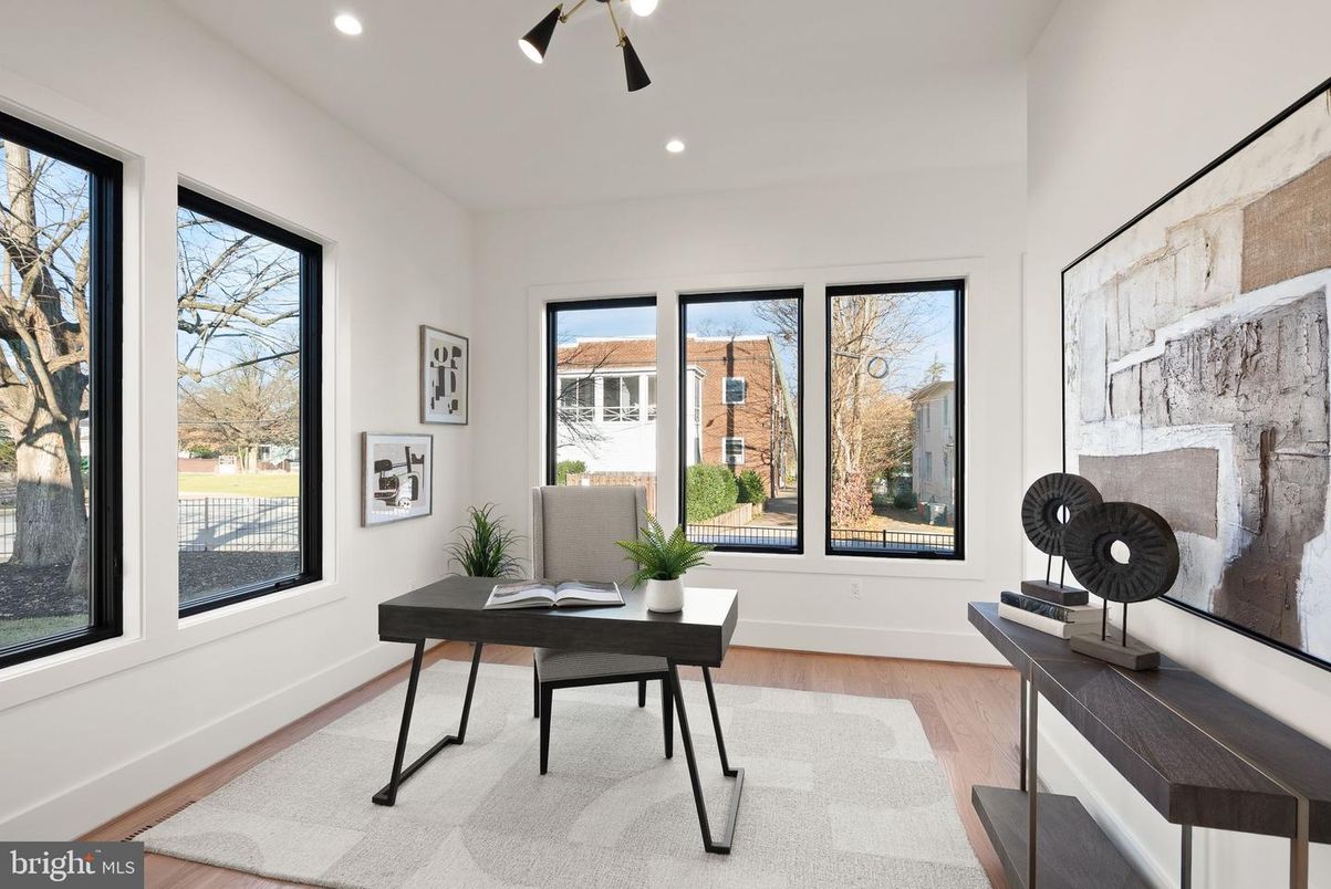 Home Office, Interior, Recessed Lighting, Wood Texture Flooring