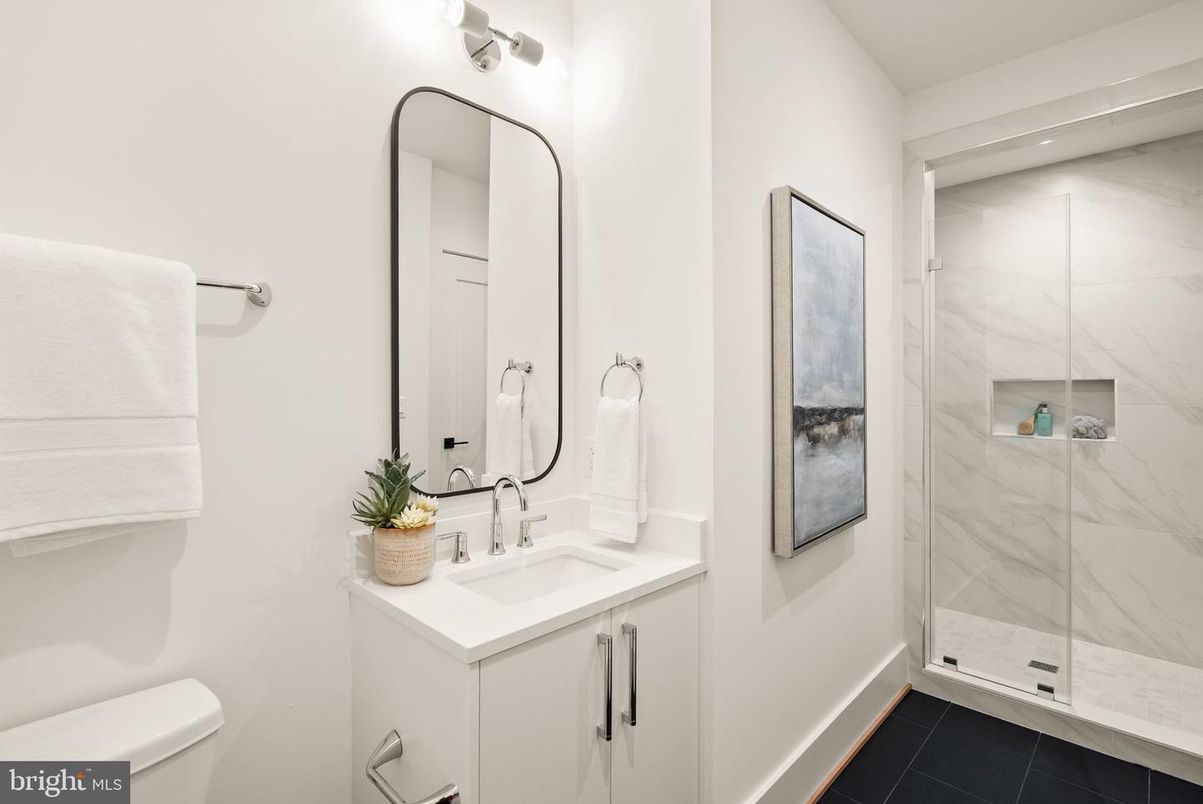 Bathroom, Glass Shower, Interior, Marble Walls