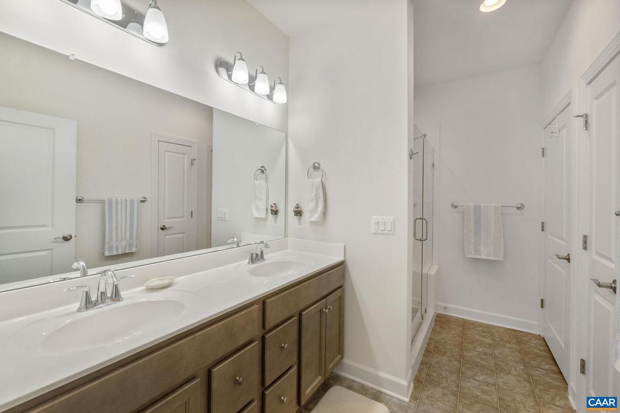 Bathroom, Dual Sink Vanities, Glass Shower, Interior, Recessed Lighting