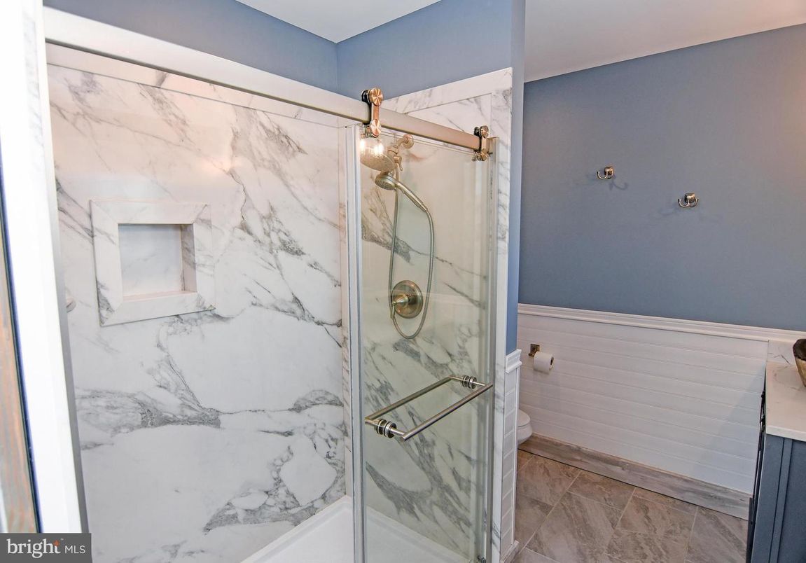 Bathroom, Glass Shower, Interior, Marble Walls