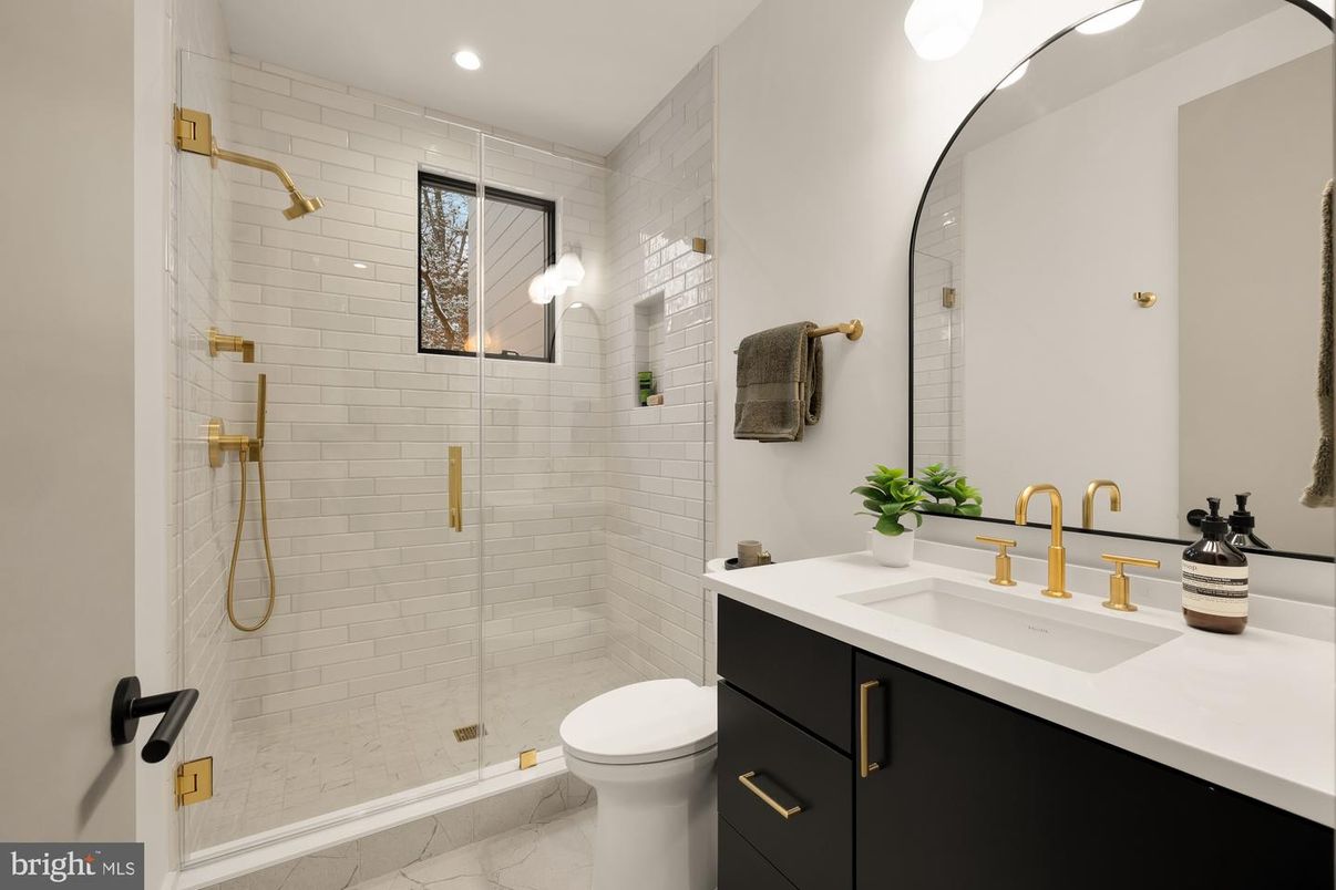 Bathroom, Glass Shower, Interior, Marble, Recessed Lighting