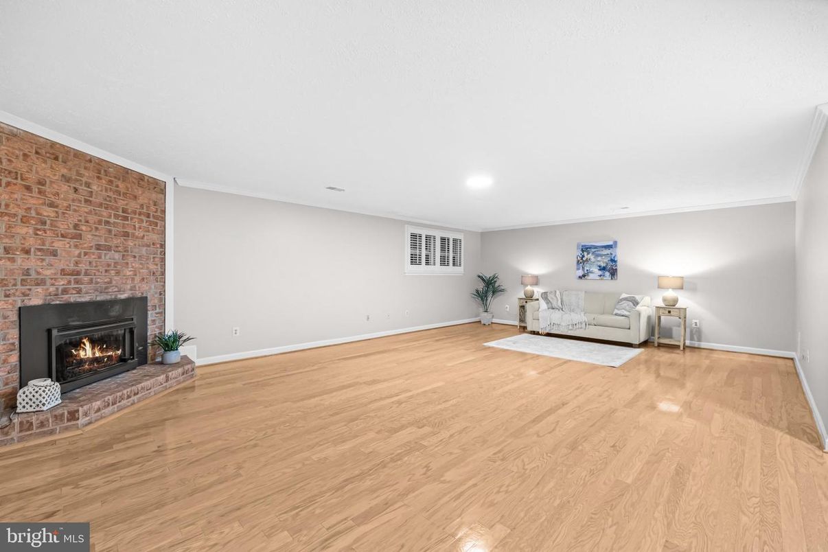 Fireplace, Interior, Recessed Lighting, Stone Walls, Wood Texture Flooring