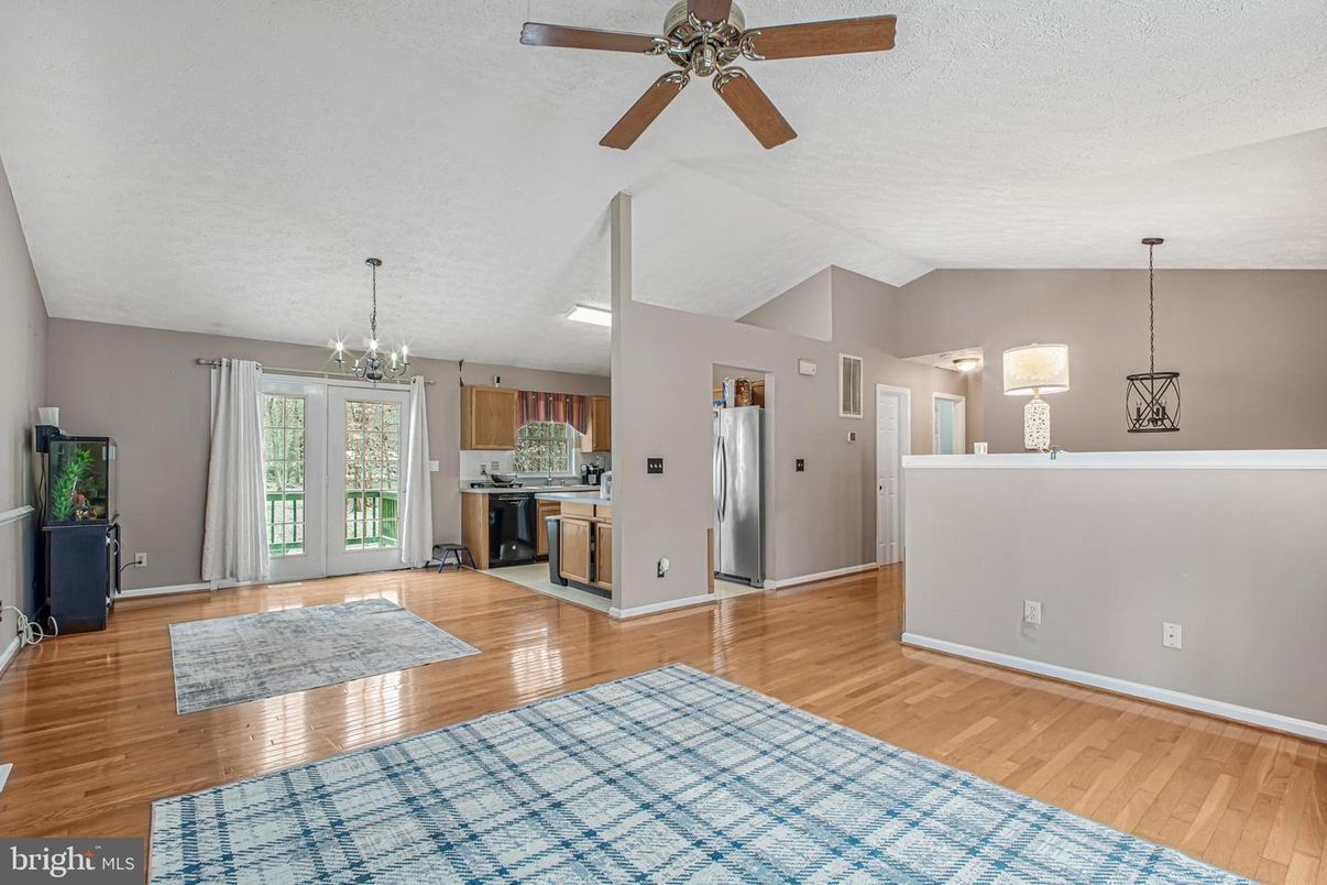 Chandelier, Interior, Kitchen, Pendant Lights, Wood Texture Flooring
