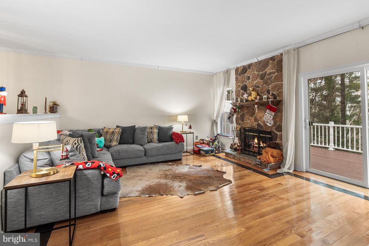 Fireplace, Interior, Living room, Stone Walls, Wood Texture Flooring