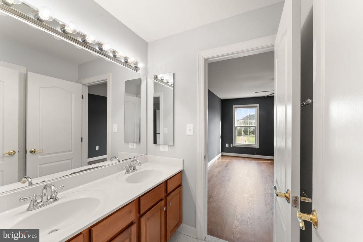 Bathroom, Dual Sink Vanities, Interior, Wood Texture Flooring