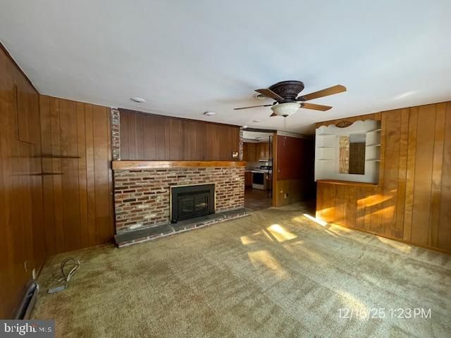 Empty room, Fireplace, Interior, Wooden Walls
