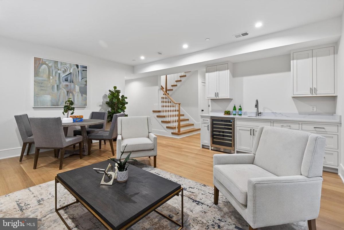 Dining room, Interior, Kitchen, Living room, Recessed Lighting, Wood Texture Flooring