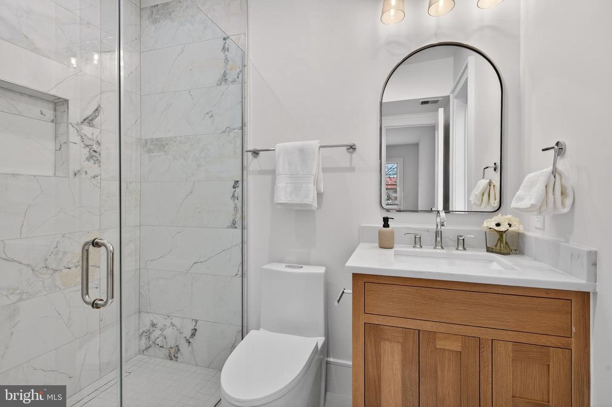 Bathroom, Glass Shower, Interior, Marble Walls