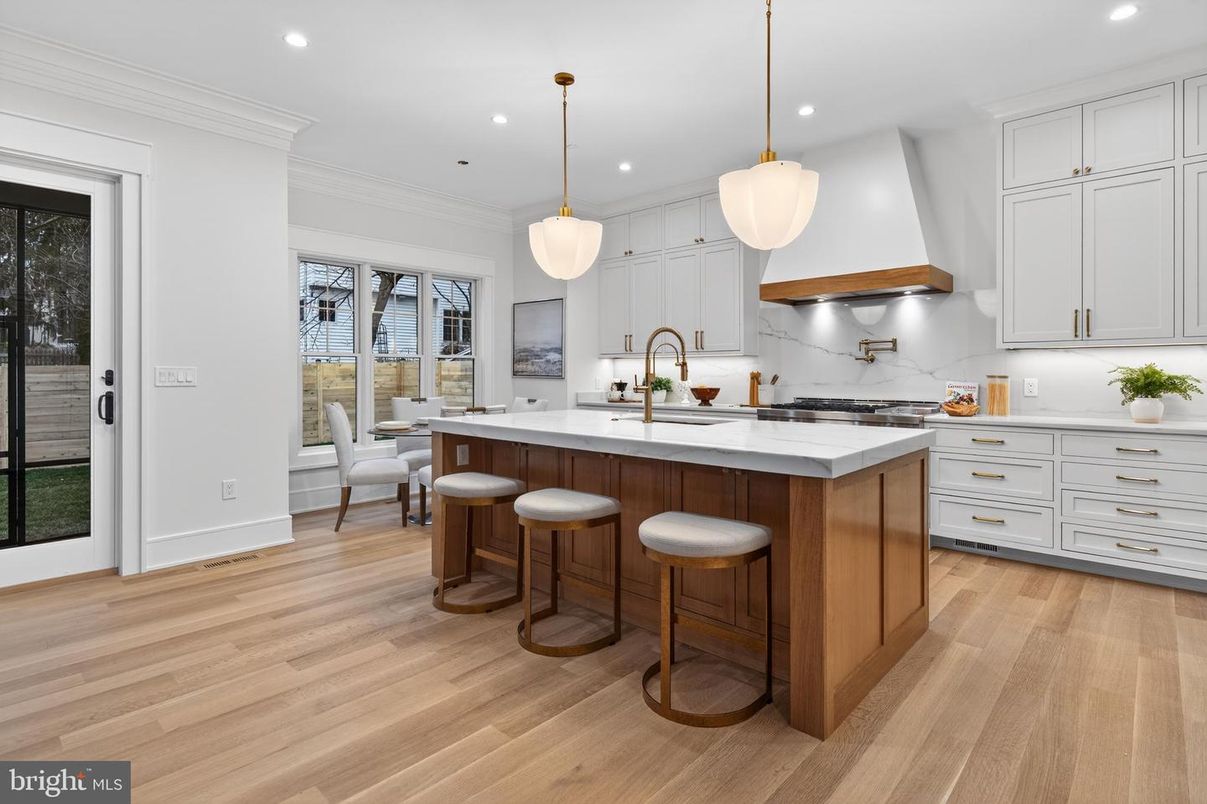 Interior, Kitchen, Pendant Lights, Recessed Lighting, Wood Texture Flooring