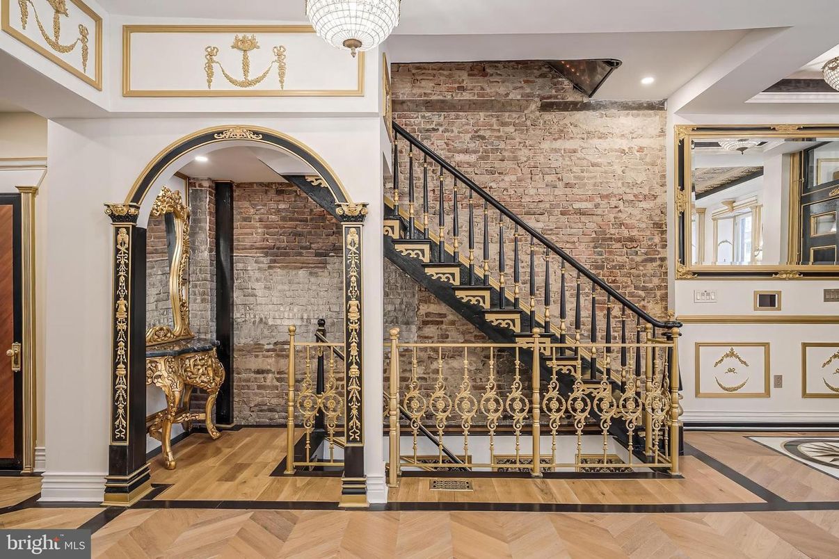 Interior, Recessed Lighting, Stone Walls, Wood Texture Flooring