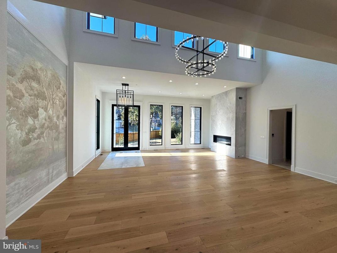 Empty room, Fireplace, Interior, Recessed Lighting, Wood Texture Flooring