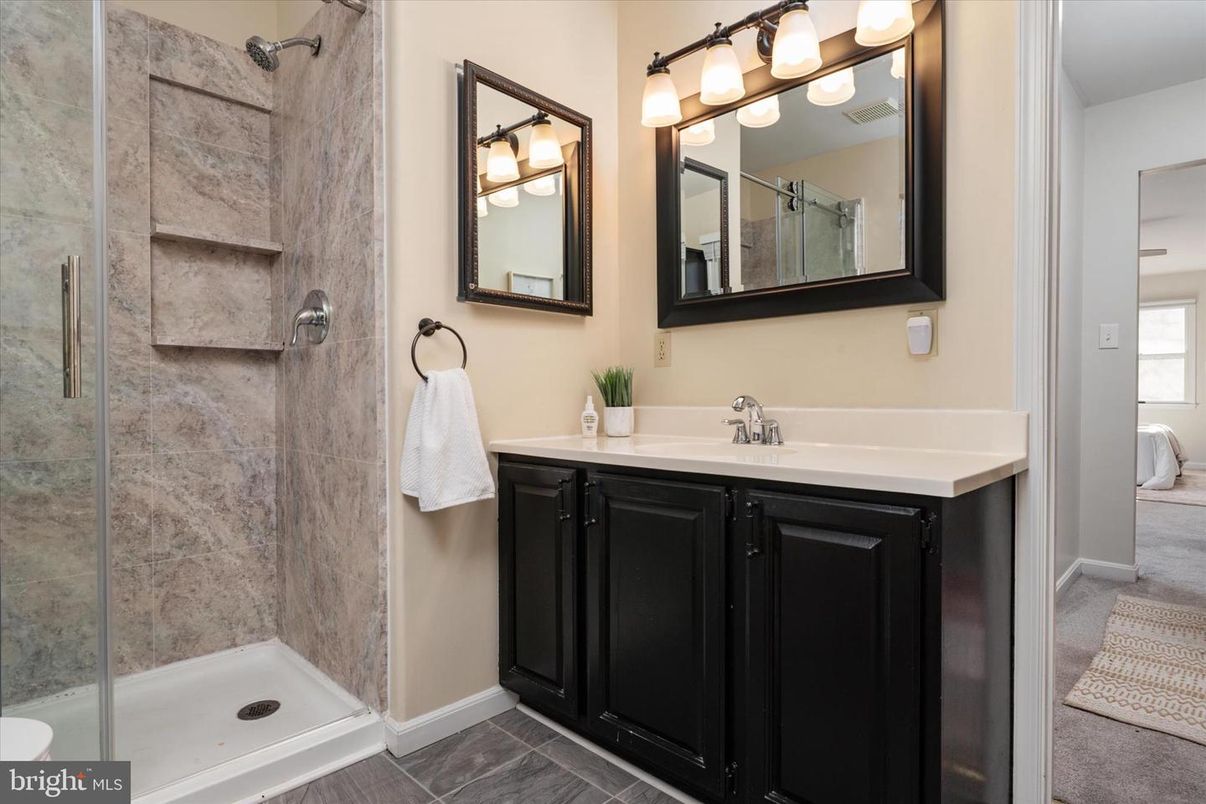 Bathroom, Dual Sink Vanities, Glass Shower, Interior