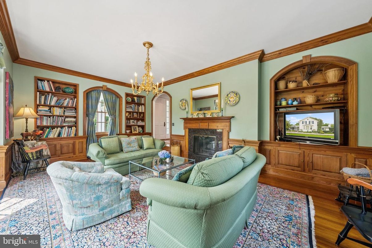 Chandelier, Fireplace, Interior, Living room, Wood Texture Flooring