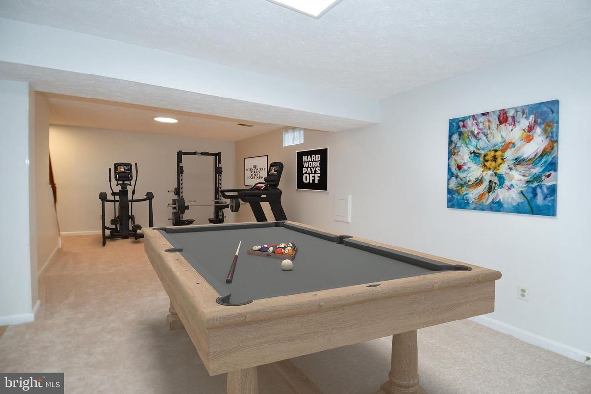 Billiard Table, Fitness Equipment, Game Room, Interior, Recessed Lighting