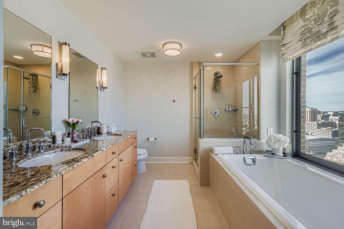 Bathroom, Dual Sink Vanities, Glass Shower, Interior, Recessed Lighting