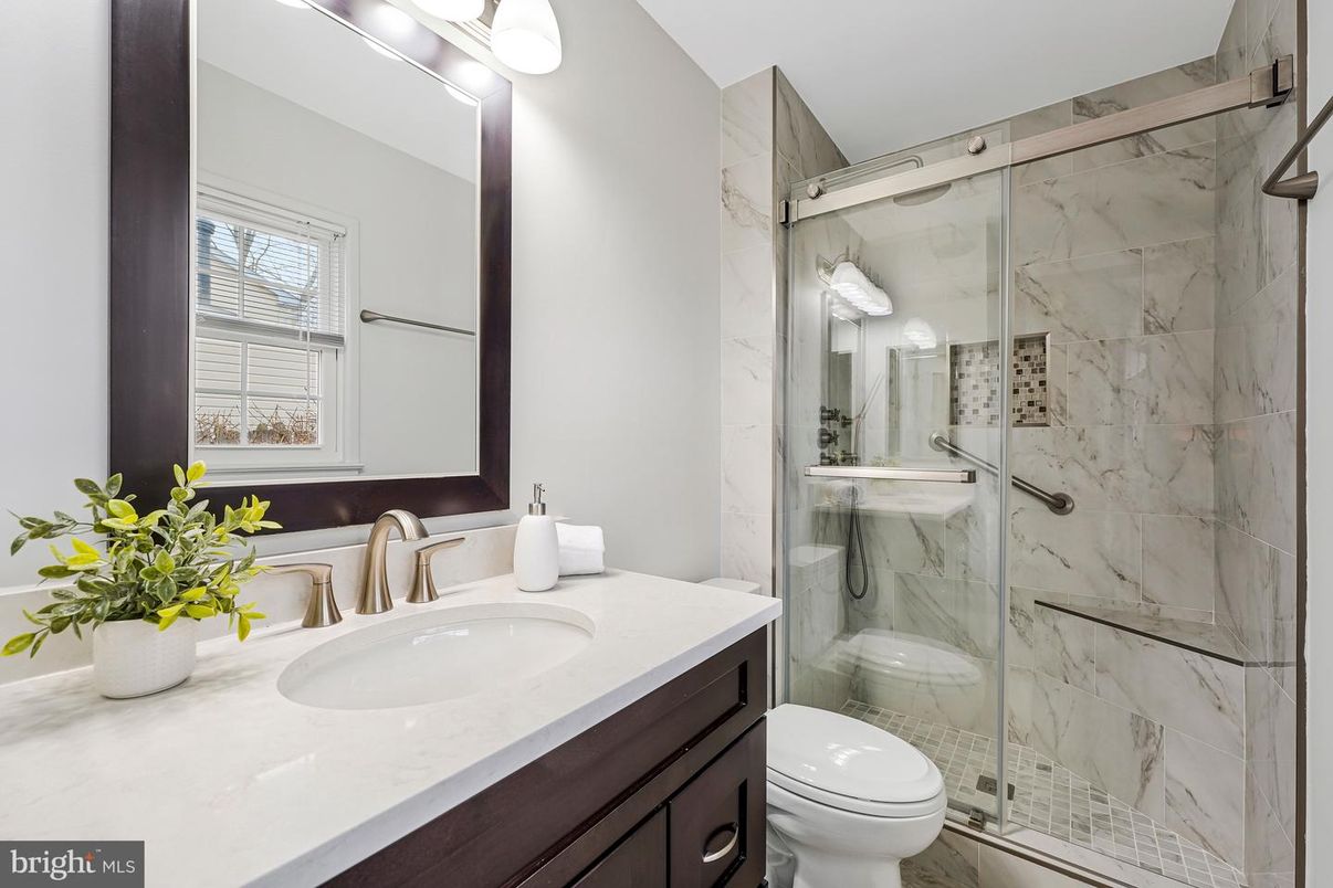 Bathroom, Glass Shower, Interior, Marble Walls