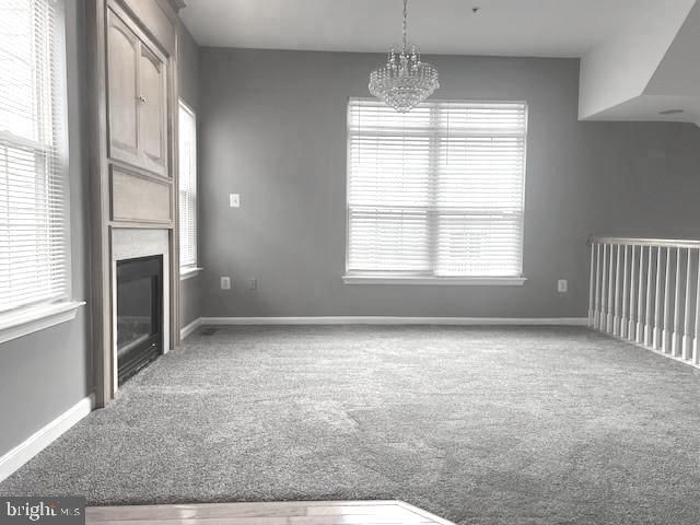 Chandelier, Empty room, Fireplace, Interior