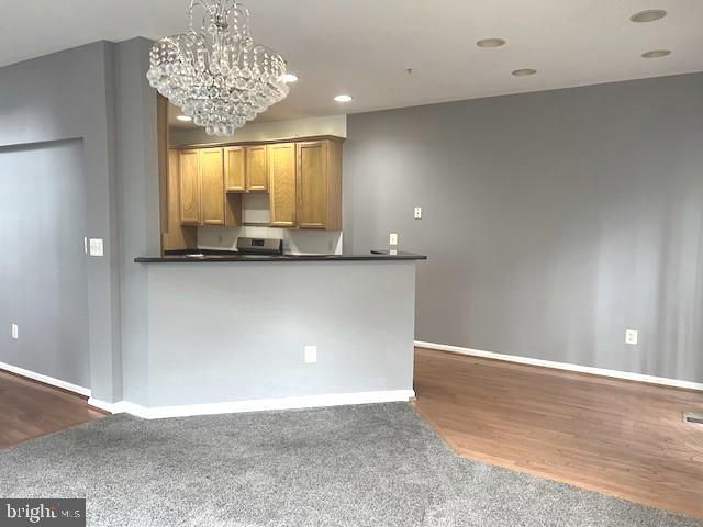 Chandelier, Interior, Kitchen, Recessed Lighting, Wood Texture Flooring