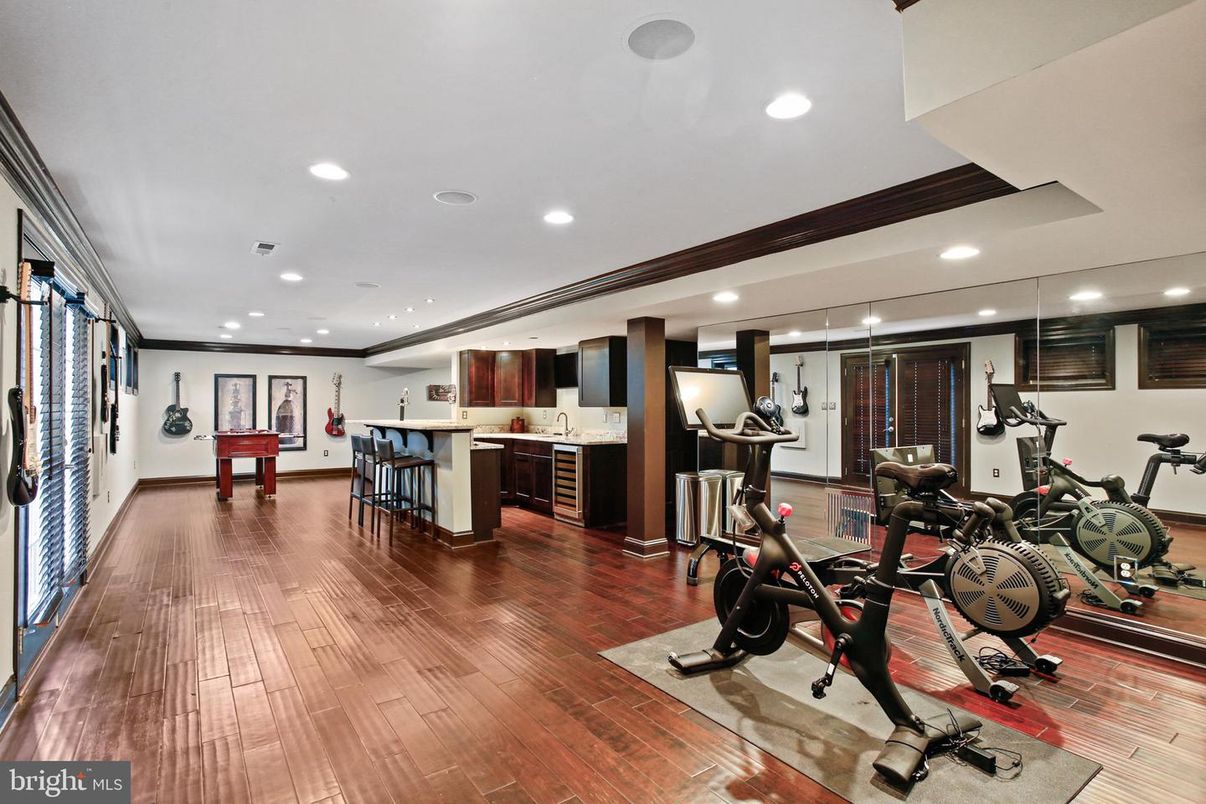 Fitness Equipment, Game Room, Interior, Recessed Lighting, Wood Texture Flooring