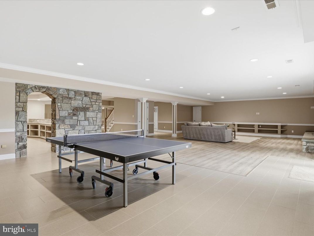 Game Room, Interior, Recessed Lighting, Stone Walls