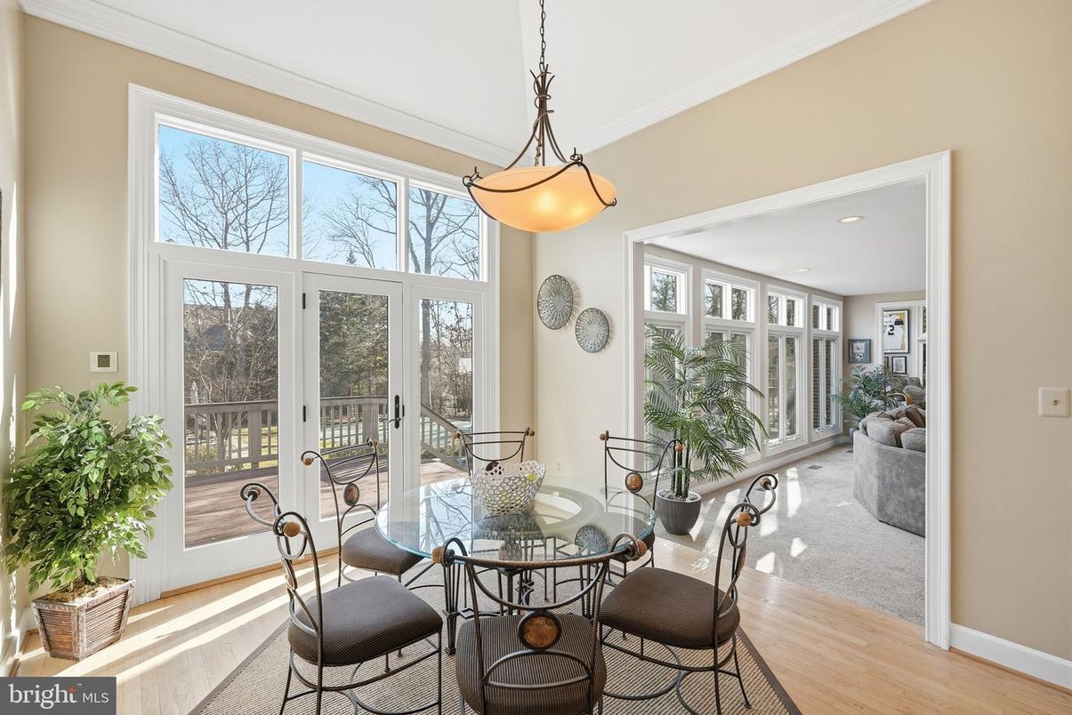Dining room, Interior, Pendant Lights, Recessed Lighting, Wood Texture Flooring