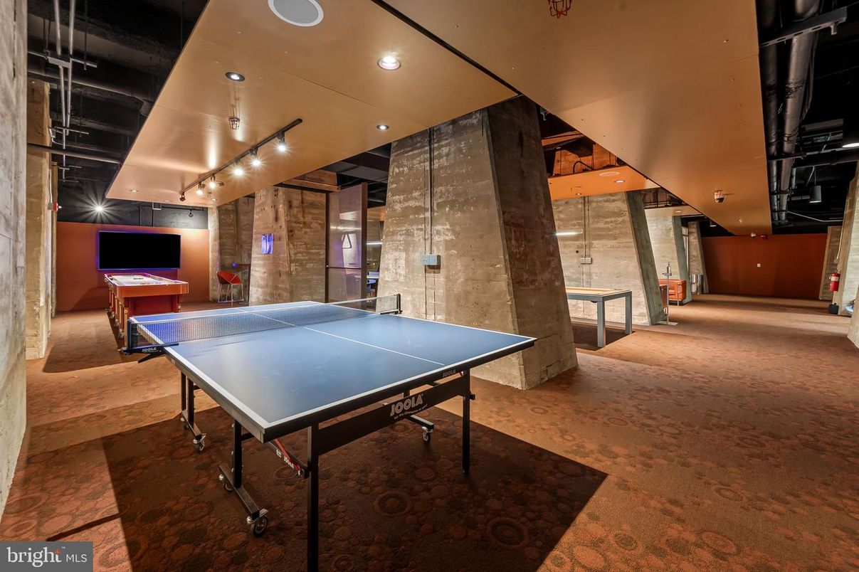 Game Room, Interior, Recessed Lighting, Stone Walls