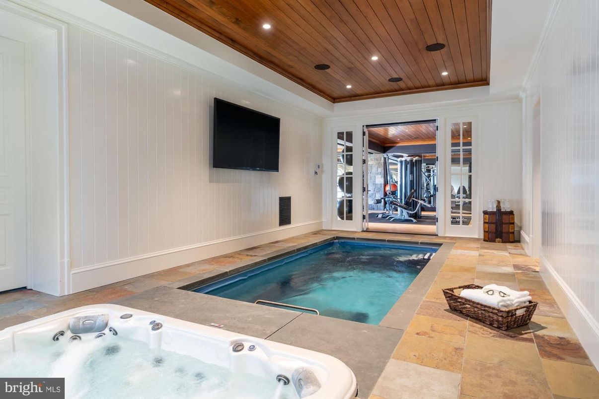 Hot Tub, Interior, Pool, Recessed Lighting, Wooden Ceilings
