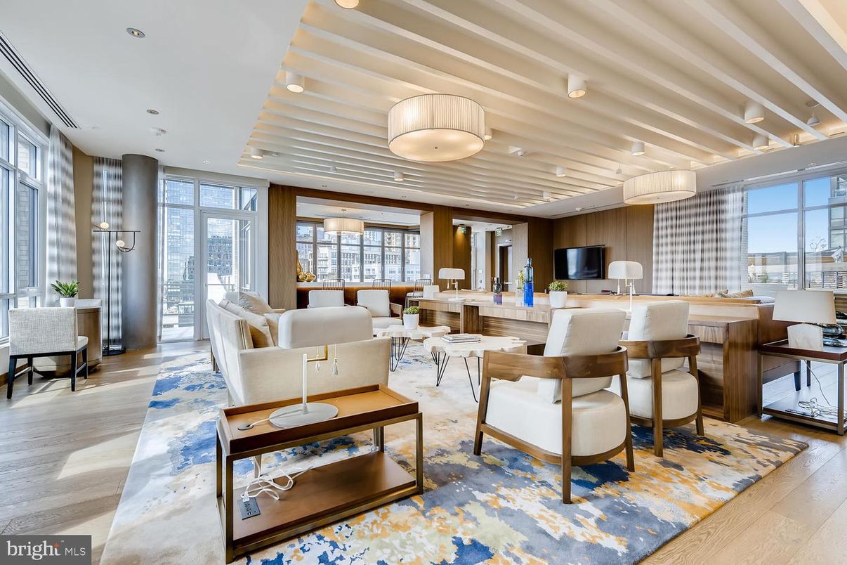 Dining room, Interior, Living room, Recessed Lighting, Wood Texture Flooring