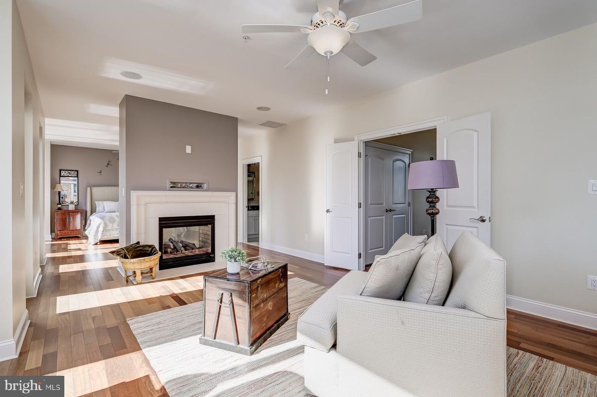 Bedroom, Fireplace, Interior, Wood Texture Flooring