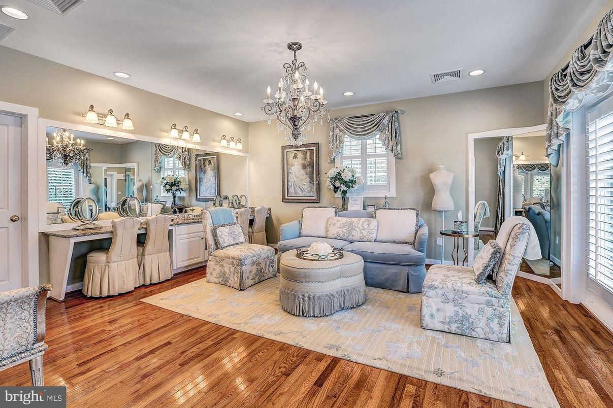 Bathroom, Chandelier, Dining room, Interior, Living room, Recessed Lighting, Wood Texture Flooring