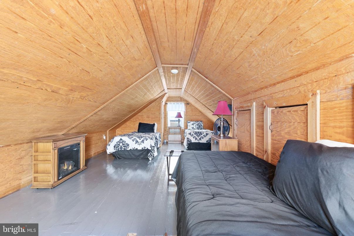 Bedroom, Fireplace, Interior, Wooden Ceilings, Wooden Walls