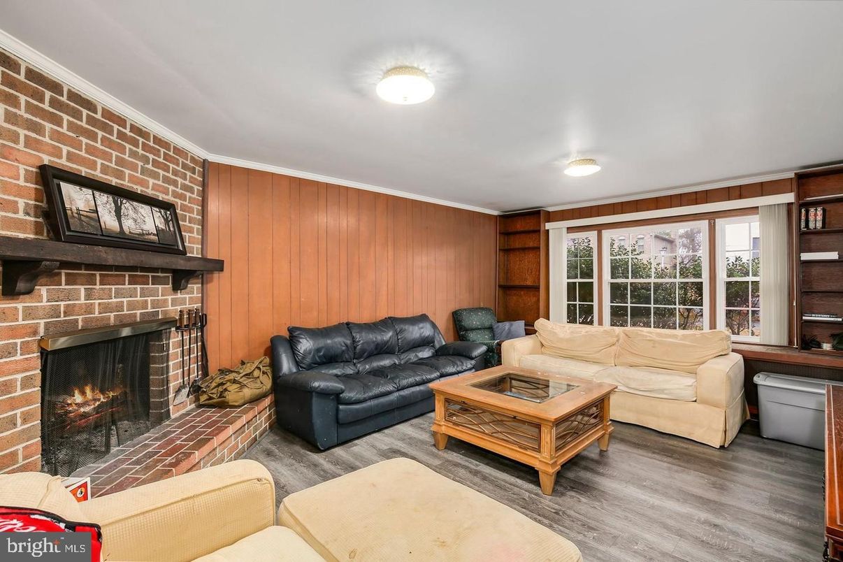 Fireplace, Interior, Living room, Stone Walls, Wood Texture Flooring