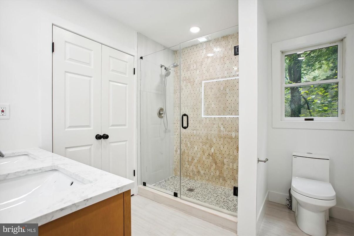 Bathroom, Glass Shower, Interior, Recessed Lighting