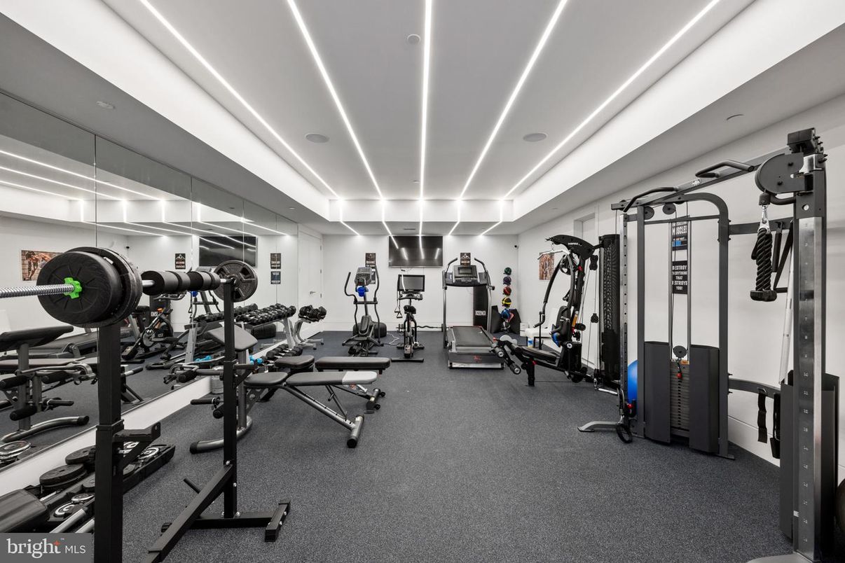 Fitness Equipment, Gym, Interior, Recessed Lighting