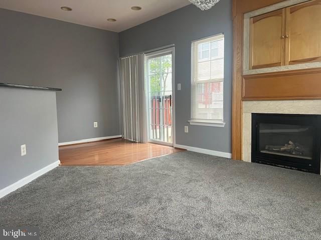 Empty room, Fireplace, Interior, Recessed Lighting, Wood Texture Flooring