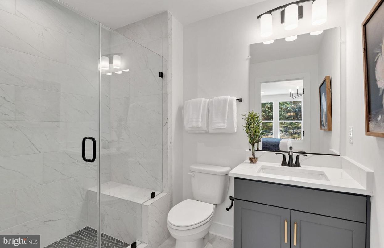 Bathroom, Glass Shower, Interior, Marble Walls