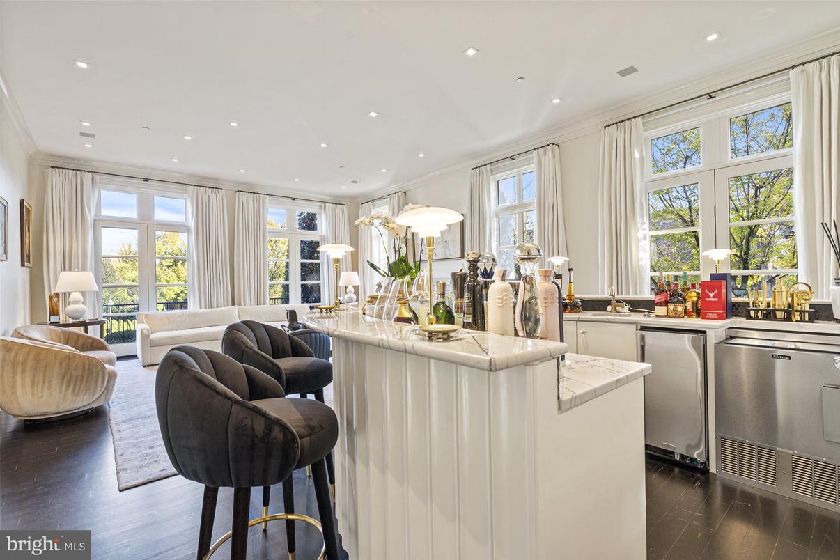 Interior, Kitchen, Living room, Recessed Lighting, Stainless Steel Appliances, Wood Texture Flooring