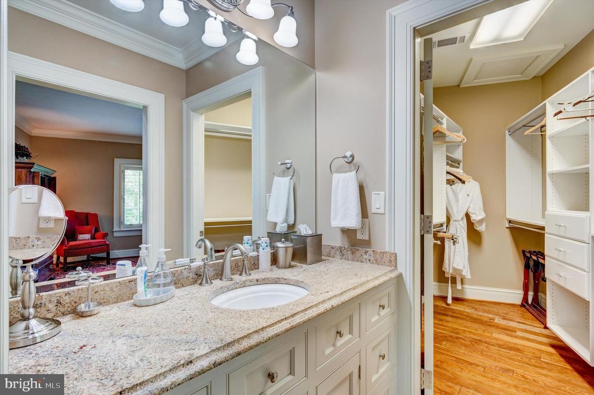 Bathroom, Dual Sink Vanities, Interior, Walk-in Closets, Wood Texture Flooring