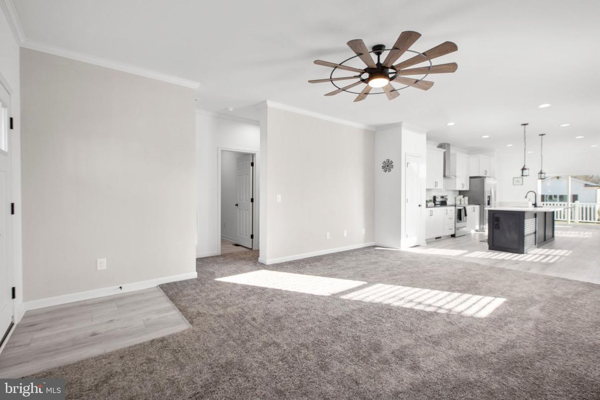 Empty room, Interior, Kitchen, Pendant Lights, Recessed Lighting