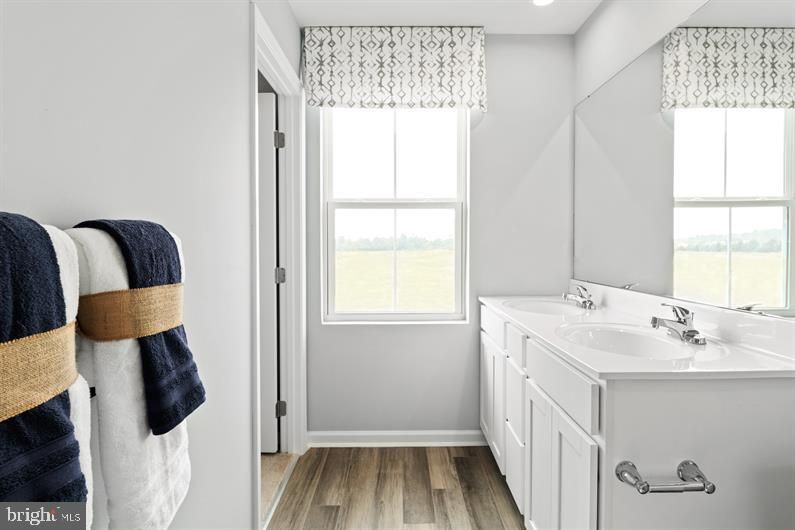 Bathroom, Interior, Recessed Lighting, Wood Texture Flooring