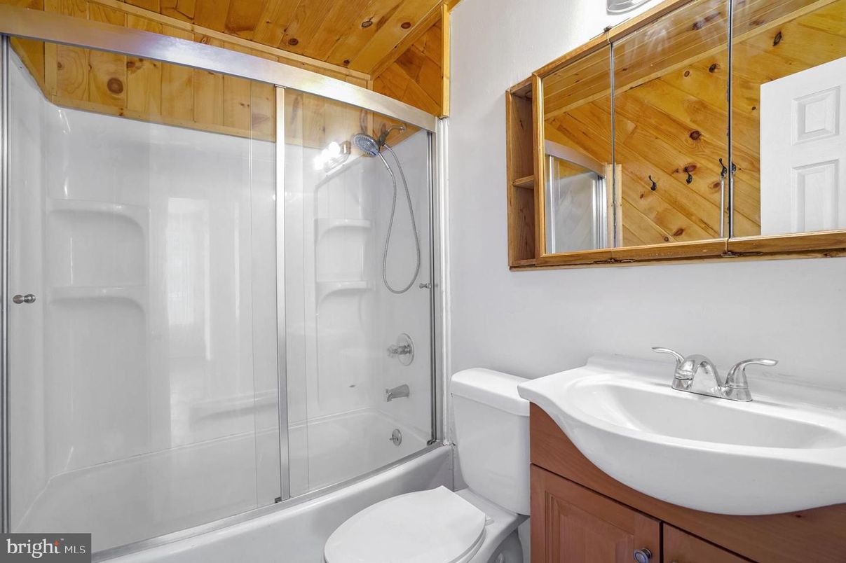 Bathroom, Glass Shower, Interior, Wooden Ceilings