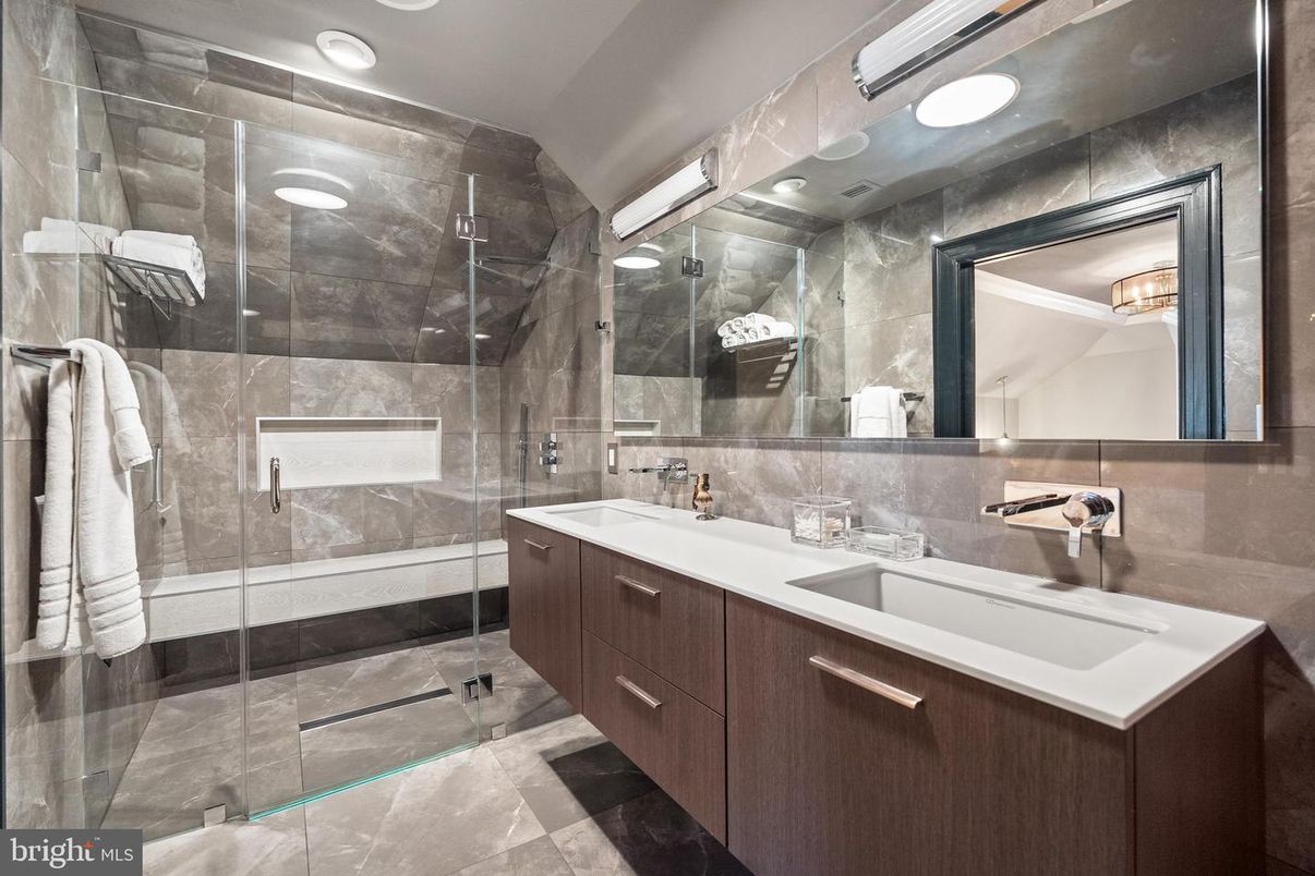 Bathroom, Dual Sink Vanities, Glass Shower, Interior, Recessed Lighting